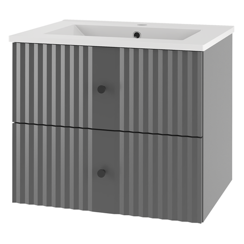 XILO-02 - Szafka z Umywalką 2S 60cm Szary Mat Zestaw-3