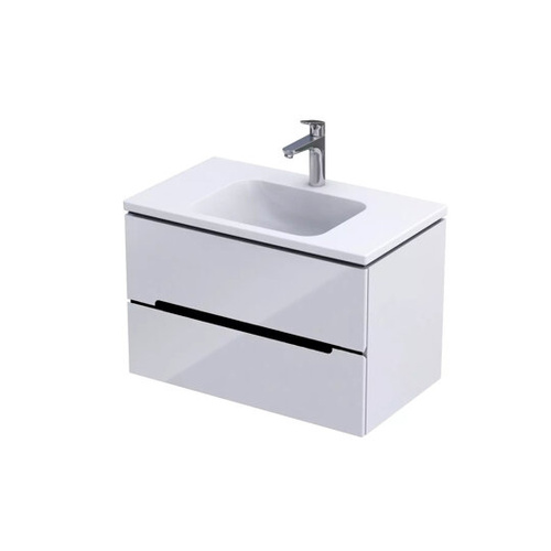 Oristo Szafka Pod Umywalkę Silver 80 cm Biały Połysk Uchwyt Czarny