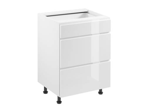 Szafka Kuchenna Dolna 3 Szuflady D60S3 Aspen White Biały Połysk