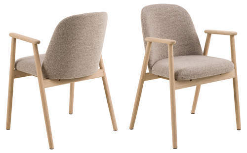 Actona Krzesło do Jadalni z Podłokietnikiem Leo Beżowy Dąb Naturalny