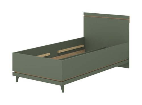 Scandi - Łóżko 100x200 cm Zgaszona Zieleń Dąb Olejowany