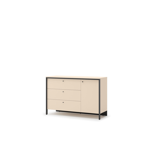 ENNA EN-04 - Komoda 1D3S z Oświetleniem LED Beżowy Mat Czarny Mat