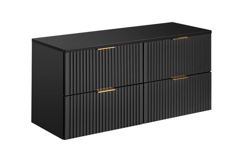 Zestaw Szafka Pod Umywalkę 4 Szuflady 120 cm z Blatem Czarny Mat