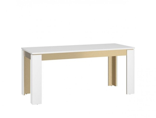 Lazio LAZT02 - Stół Jadalniany Rozkładany Biały Alpejski/Biały Połysk/Złoty