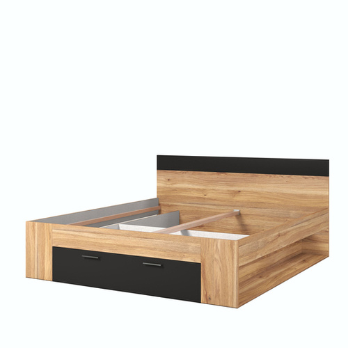 Beta – Łóżko 180/200 cm z Szufladami Dąb Mauvella Czarny mat