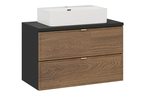 Zestaw Szafka z Blatem i Umywalka Nablatowa 80 cm Talia Casella Czarny Mat