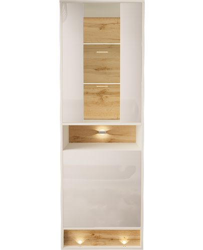 VISION-04 - Witryna 2D z Oświetleniem LED Biały Mat Dąb Wotan Mat Biały Połysk