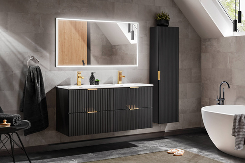 Zestaw 120 cm ADEL BLACK z Podwójna Szafka i umywalką SKY 120 D