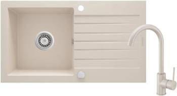 Zlewozmywak granitowy z baterią 1-komorowy z ociekaczem Zorba