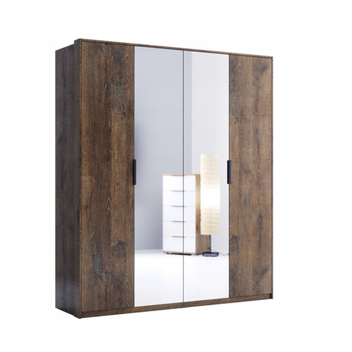 Quadro KV-14-OF - Szafa 4-drzwiowa z Lustrem Dąb Frigate 200x180 cm