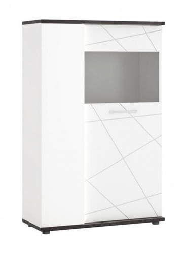 Venezia VENV02L - Witryna Lewostronna 2-drzwiowa Biała/Dąb Vicenza Czarna