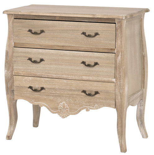 Merano 010B Komoda 3S rustykalna bielona przecierana drewno/mdf