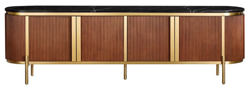 Stilig ST382D Komoda RTV 200 cm kasztanowa złote akcenty