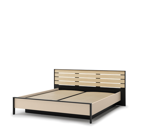 ENNA EN-02(180) - Łóżko 180 cm ze Stelażem i Oświetleniem LED Beżowy Czarny