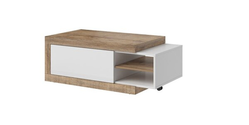 Sintra Stolik Kawowy 120 cm Biały Połysk / Dąb Samdal