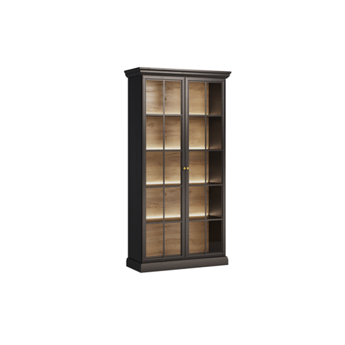 Lucca W2D - Witryna 2-drzwiowa Czarny Grafit/Dąb Craft