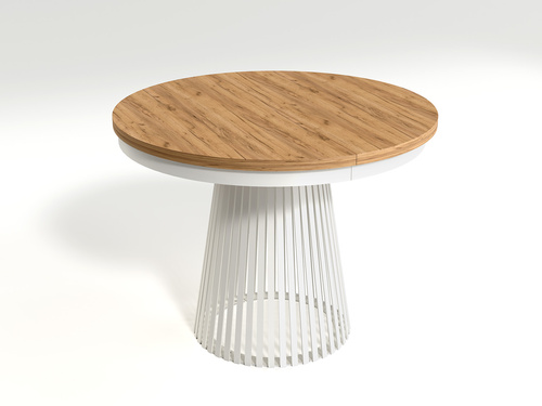 GARDA - Stół Okrągły Rozkładany Kraft Złoty Biały Mat