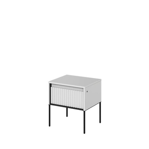 TREND TR-10 - Stolik Nocny 1S Z Oświetleniem Biały/Czarny