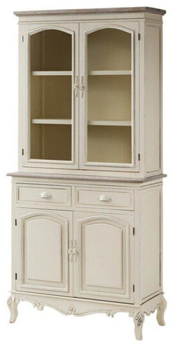 Rimini 01 Kredens 4D/2S prowansalski kremowy beżowy blat szklane drzwi drewno/mdf półki