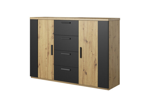 Sigma Komoda 2D4S Czarny Mat / Dąb Artisan