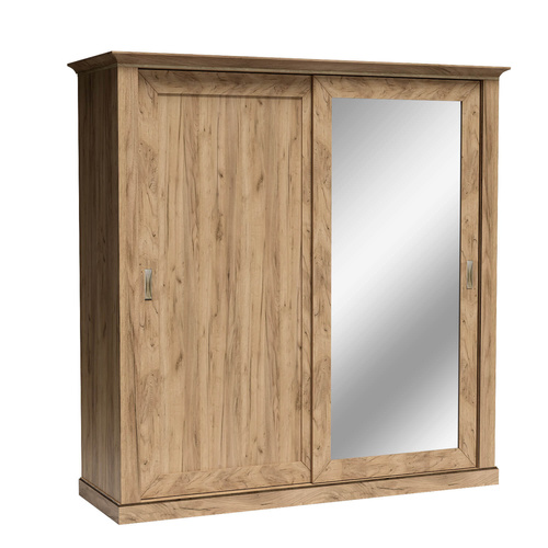 ANTICA-211 - Szafa z Lustrem Drzwi Przesuwne 4 Szuflady Kraft Złoty