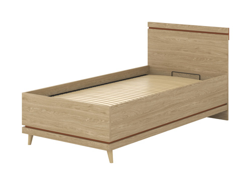 Scandi - Łóżko 100x200 cm ze Stelażem Dąb Olejowany Ceglany