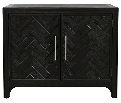 Avola AV2256-40 Komoda 101 cm czarna drewno akacji front z intarsją