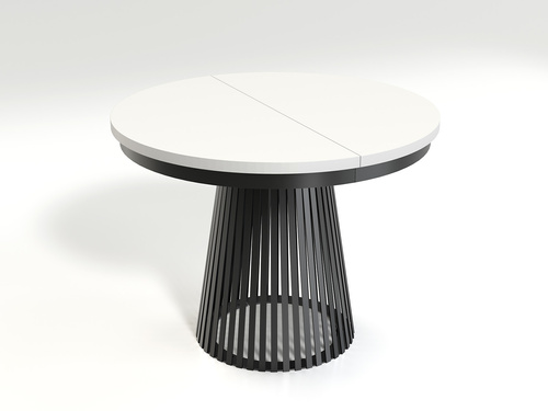 GARDA - Stół Okrągły Rozkładany Biel Alpejska Czarny Mat