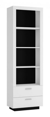 Ravenna RAVR02 – Regał 2 Szuflady Biały Alpejski/Czarna Perła/Biały Połysk