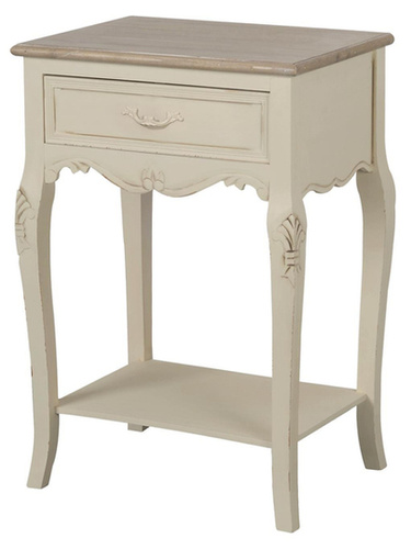 Rimini 019 Stolik 1S z półką prowansalska kremowa beżowy blat drewno/mdf