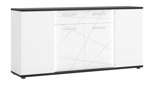 Venezia VENK02 - Komoda 4D2S Biała/Dąb Vicenza Czarna