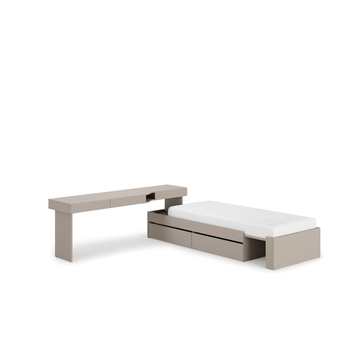 WOOW SET-WOS3L - Zestaw Biurko Lewe i Łóżko Szampański/Dąb Vincenza Bielona/Clay Grey