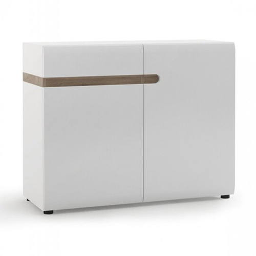 Linate TYP 35 - Komoda 2D-1S Biała/Dąb Truflowy