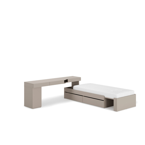 WOOW SET-WOS2L - Zestaw Kontenerek/Biurko Lewe i Łóżko Szampański/Dąb Vincenza Bielona/Clay Grey