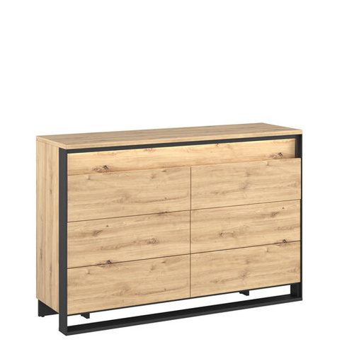 QUANT QS-04 - Komoda 3S Z Oświetleniem Dąb Artisan/Czarna