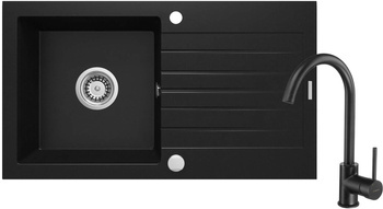 Zlewozmywak granitowy z baterią 1-komorowy z ociekaczem Zorba