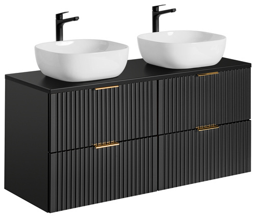 Podwójna Szafka 60 cm ADEL BLACK z Umywalką SMILE i Blatem 120 cm