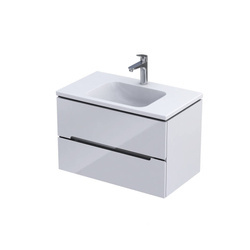 Oristo Szafka Z Umywalką 80 cm SILVER UNI Biały Połysk Listwa Chrom Połysk