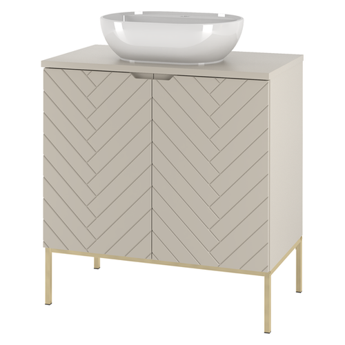 ASPEN-08 - Szafka z Umywalką i Blatem 2D 80cm Kaszmir Zestaw-2 Złoty Stelaż