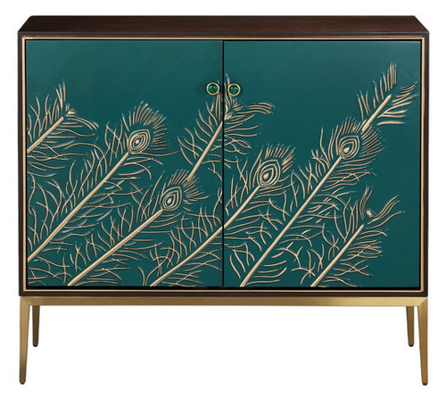 Stilig ST804 Komoda 104 cm orzechowa turkusowy front złote akcenty
