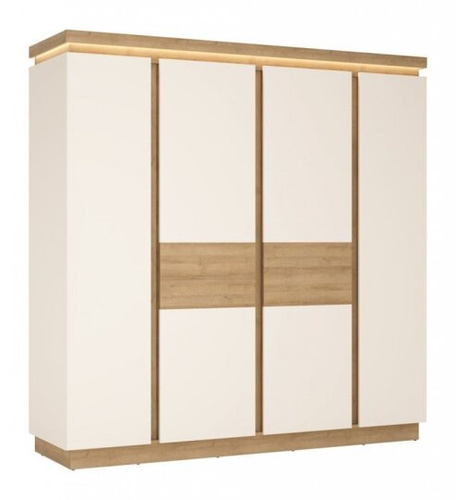 Lyon LYOS03 - Szafa 4-drzwiowa Dąb Riviera Jasna/Biała