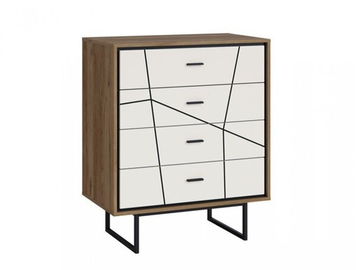 Brolo BROK07 - Komoda 4S Dąb Catania/Czarna Perła/Biała