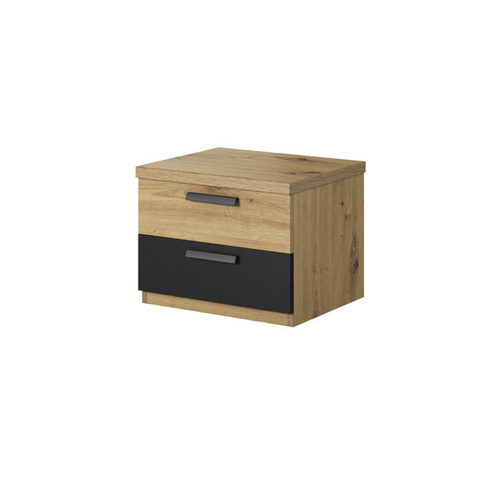 Sigma Stolik Nocny 2 Szuflady Dąb Artisan / Czarny Mat