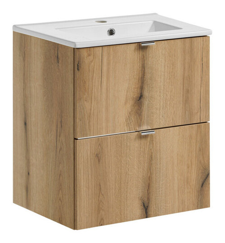 Zestaw Szafka z Umywalką Meblową 50 cm Nova Oak Dąb Cost Evoke Biały Połysk