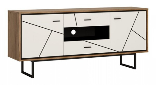 Brolo BROK01 - Komoda RTV 2D2S Dąb Catania/Czarna Perła/Biała