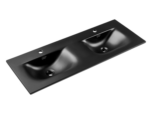 Umywalka Meblowa Ceramiczna Dwukomorowa 120 cm SKY 1 BLACK MATT 120D E-8099-120D Czarny Mat