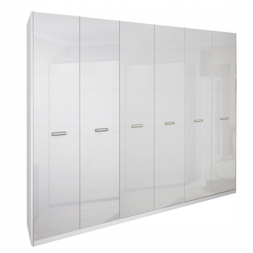 Bella BL-26-WB - Szafa 6-drzwiowa Garderoba Biały Mat Biały Połysk