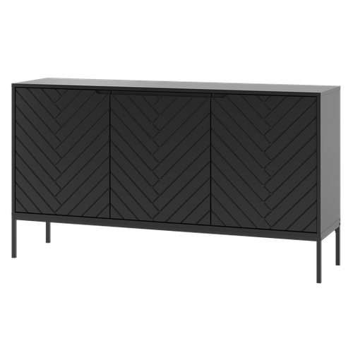 ASPEN-03 - Komoda 3-drzwiowa Czarny Mat Czarny Stelaż