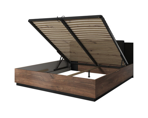 Sigma Łóżko z Pojemnikiem 180 cm Dąb Flagstaff / Czarny Mat