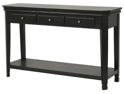 Cesena CE012 Konsola 3S z półką klasyczna czarna metalowe uchwyty drewno/mdf
